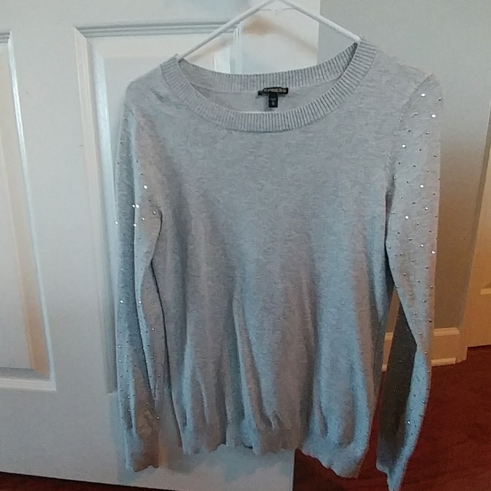 Express rhinestone sleeve sweater